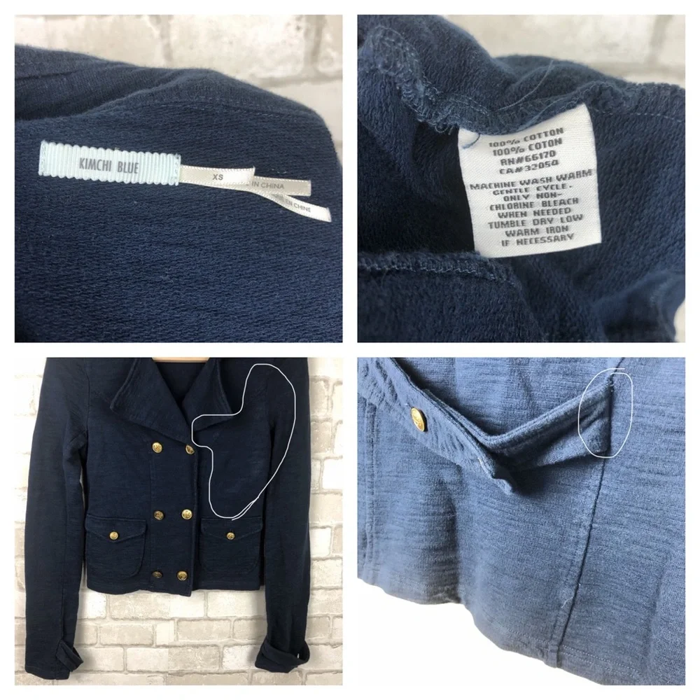 Urban Outfitters Kimchi Blue Nautical Navy Blue Peacoat Size XS - Picture 8 of 8